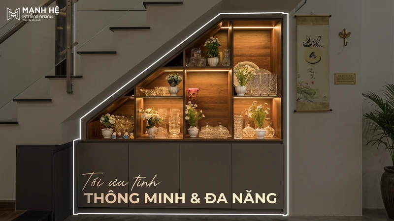 Sử dụng nội thất thông minh được thiết kế theo kích thước thực tế giúp tối ưu diện tích và lưu trữ khoa học cho nhà phố hẹp ngang.